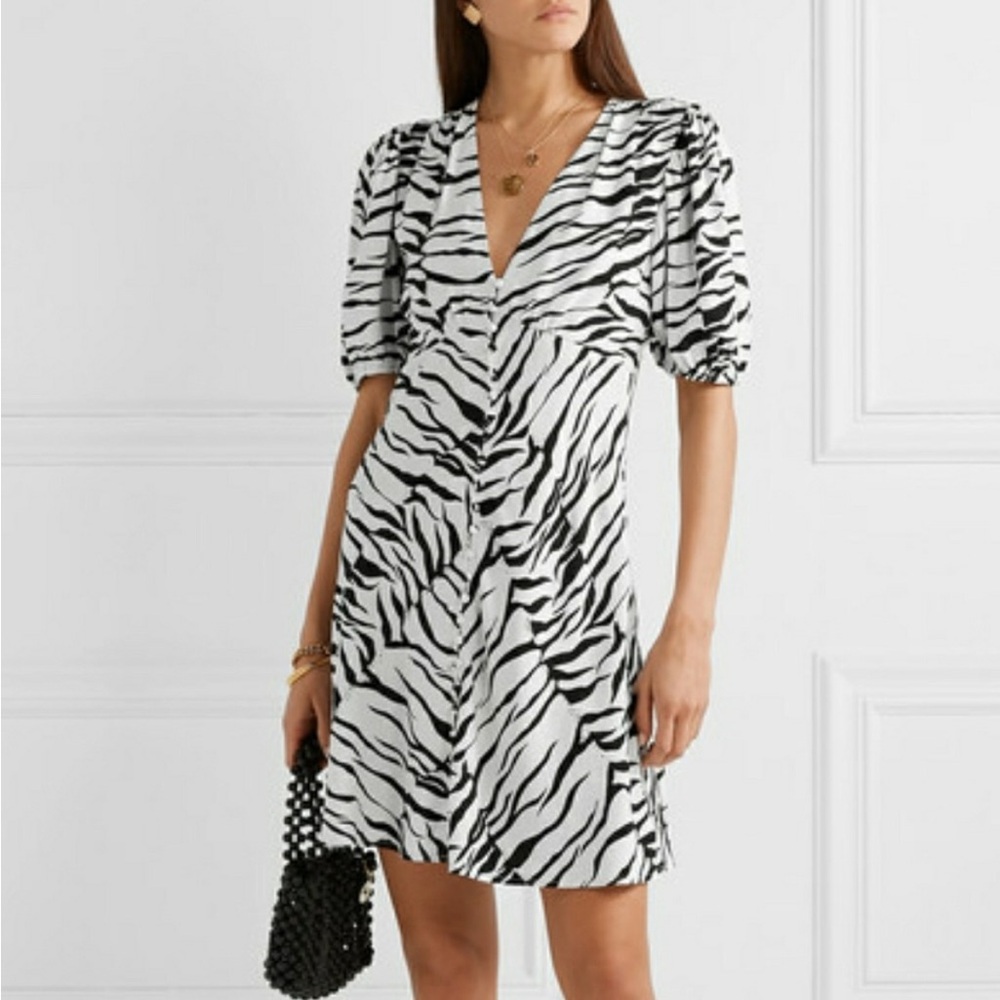 RIXO London Zanita Zebra-Print Mini Dress